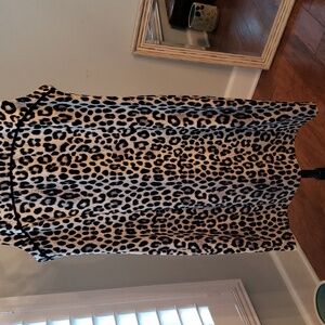 MICHAEL Michael Kors Black and Cream Leopard-Print Sleeveless Midi Dress